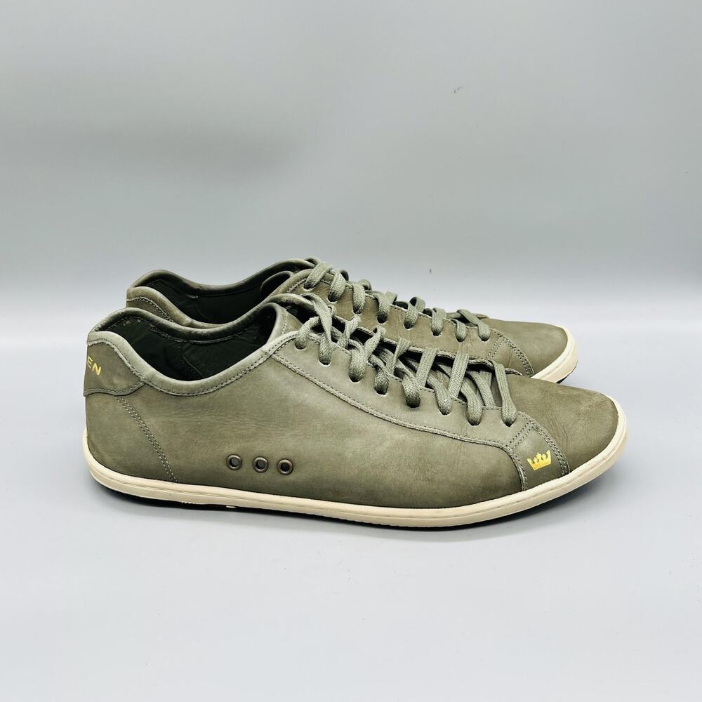 Osklen Shoes Mens 9.5 Green Leather Low Top Casual Sneakers Comfort Walking